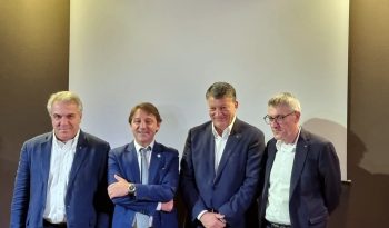 Da sinistra: Luigi Sbarra, Pasquale Tridico, Pierpaolo Bombardieri, Maurizio Landini